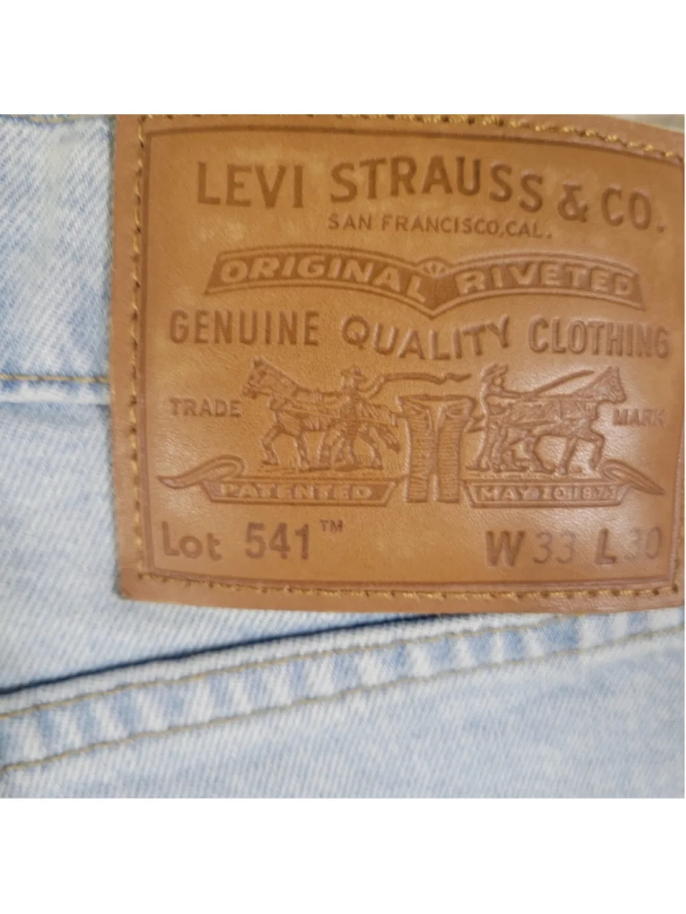 Levi's Premium 541 Mens Light Wash Straight Cotton Elastane Lyocell Jeans 33/30